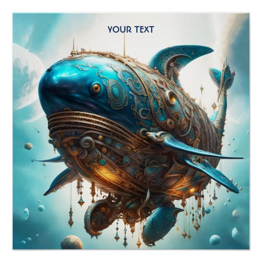 Fantasy Schattige Vivid Steampunk Whale Zee Perfect Poster (Voorkant)