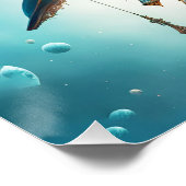 Fantasy Schattige Vivid Steampunk Whale Zee Perfect Poster (Hoek)