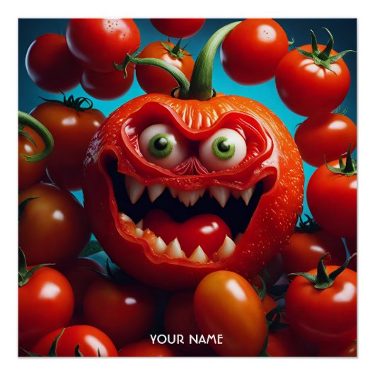 Fantasy Schattige Vivid Tomato Funny Creature Perfect Poster (Voorkant)