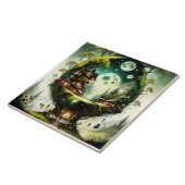 Fantasy Schattige Vivid Tree House Moon Tegeltje (Zijkant)