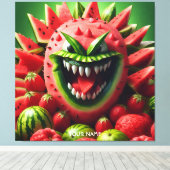 Fantasy Schattige Vivid Watermelon Funny Creature Canvas Afdruk (Insitu (Houten vloer))