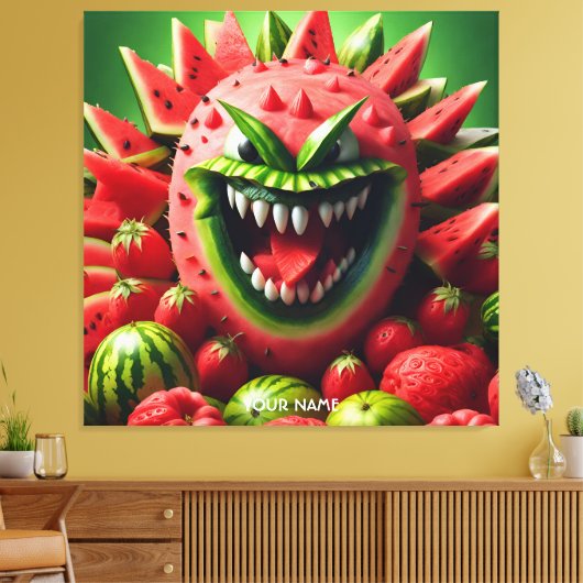 Fantasy Schattige Vivid Watermelon Funny Creature Canvas Afdruk (Insitu (Woonkamer))