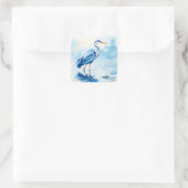 Fantasy Schattige Vogel Blauwe Waterverf Vierkante Sticker (Tas)
