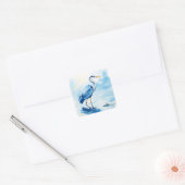 Fantasy Schattige Vogel Blauwe Waterverf Vierkante Sticker (Envelop)