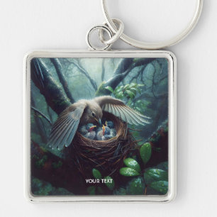 Fantasy Schattige Vogelnestregen Sleutelhanger
