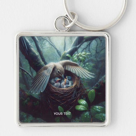 Fantasy Schattige Vogelnestregen Sleutelhanger (Voorkant)