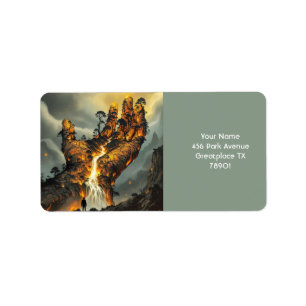 Fantasy Schattige vuur lava hand Etiket