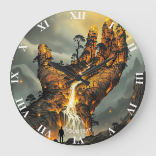 Fantasy Schattige vuur lava hand Grote Klok