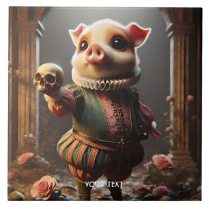 Fantasy Schattige Wacky Head Pig Tegeltje