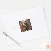 Fantasy Schattige Wacky Head Pig Vierkante Sticker (Envelop)