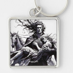 Fantasy Schattige Warrior Holding Girl Sleutelhanger