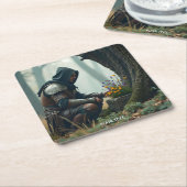 Fantasy Schattige Warrior Wild Flowers Kartonnen Onderzetters (Schuin)