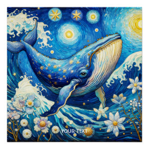 Fantasy Schattige Whale Stars Zee Perfect Poster
