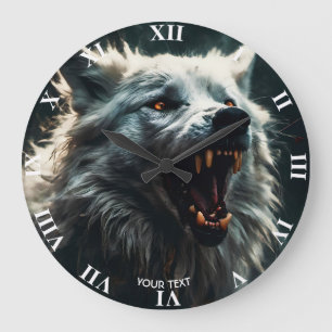 Fantasy Schattige White Angry Wolf Grote Klok