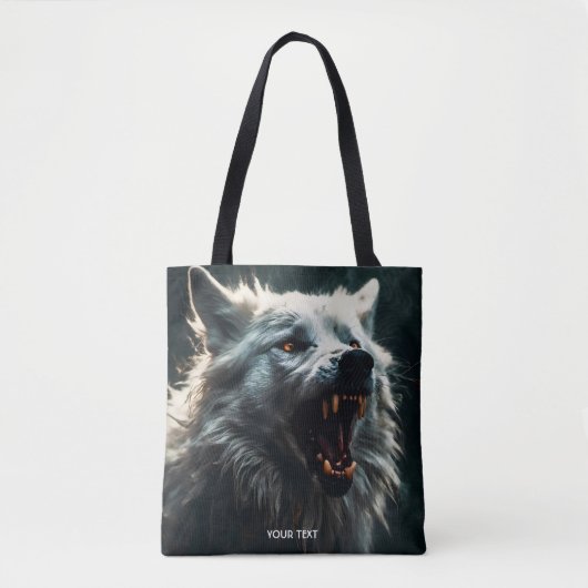 Fantasy Schattige White Angry Wolf Tote Bag (Voorkant)