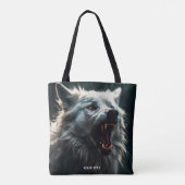 Fantasy Schattige White Angry Wolf Tote Bag (Achterkant)