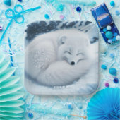 Fantasy Schattige White Fox Snow Papieren Bordje (Feest)