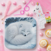 Fantasy Schattige White Fox Snow Papieren Bordje (Feest)