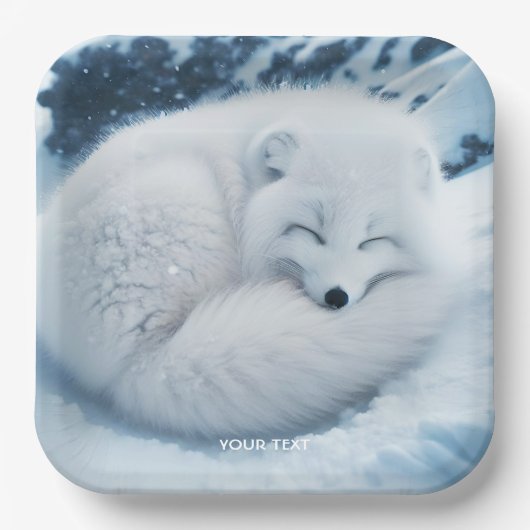 Fantasy Schattige White Fox Snow Papieren Bordje (Voorkant)