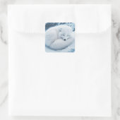 Fantasy Schattige White Fox Snow Vierkante Sticker (Tas)