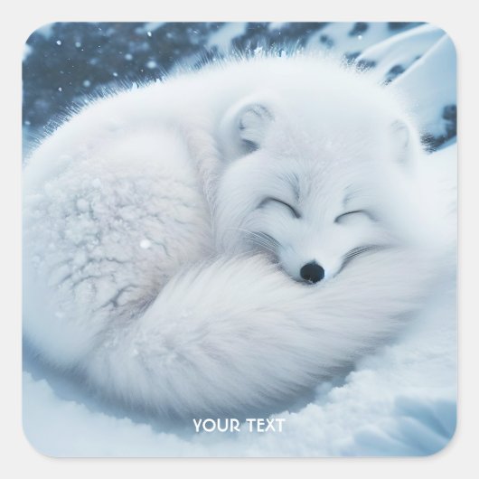 Fantasy Schattige White Fox Snow Vierkante Sticker (Voorkant)