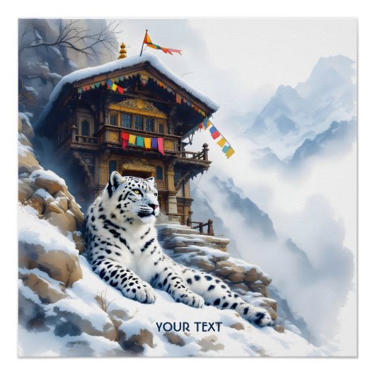 Fantasy Schattige White Leopard Snow Perfect Poster (Voorkant)