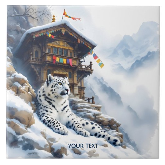 Fantasy Schattige White Leopard Snow Tegeltje (Voorkant)