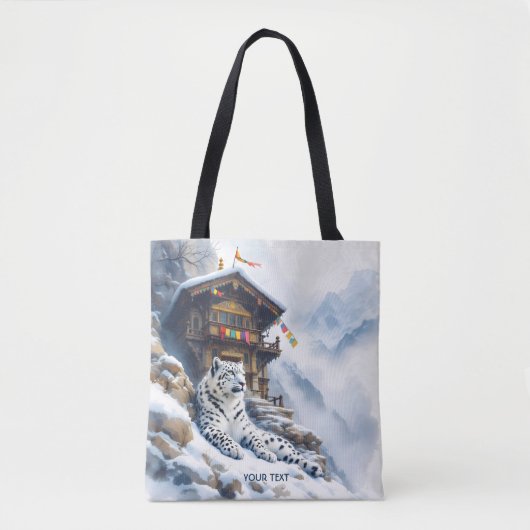 Fantasy Schattige White Leopard Snow Tote Bag (Voorkant)
