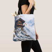 Fantasy Schattige White Leopard Snow Tote Bag (Dichtbij)