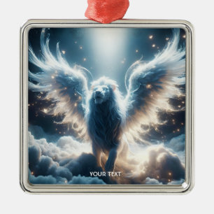 Fantasy Schattige White Lion Heaven Metalen Ornament