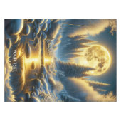 Fantasy Schattige Winter Moon River Tafelkleed (Voorkant (Horizontaal))
