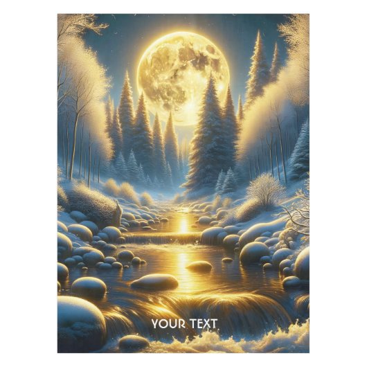 Fantasy Schattige Winter Moon River Tafelkleed (Voorkant)