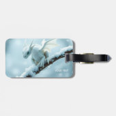 Fantasy Schattige Witte Baby Dragon Bagagelabel (Achterkant horizontaal)