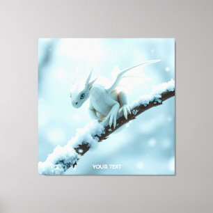 Fantasy Schattige Witte Baby Dragon Canvas Afdruk