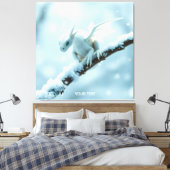 Fantasy Schattige Witte Baby Dragon Canvas Afdruk (Insitu (Slaapkamer))