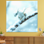 Fantasy Schattige Witte Baby Dragon Canvas Afdruk (Insitu (Woonkamer))