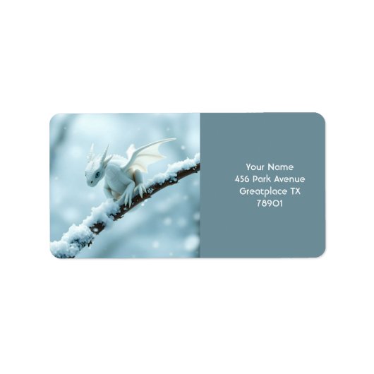 Fantasy Schattige Witte Baby Dragon Etiket (Voorkant)