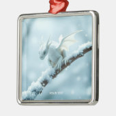 Fantasy Schattige Witte Baby Dragon Metalen Ornament (Links)