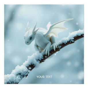 Fantasy Schattige Witte Baby Dragon Perfect Poster