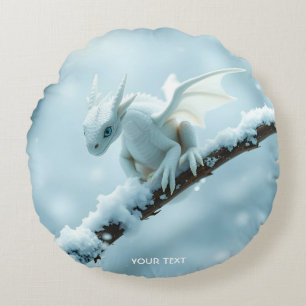 Fantasy Schattige Witte Baby Dragon Rond Kussen