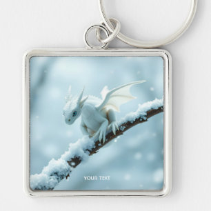 Fantasy Schattige Witte Baby Dragon Sleutelhanger