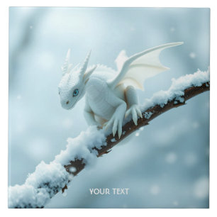 Fantasy Schattige Witte Baby Dragon Tegeltje
