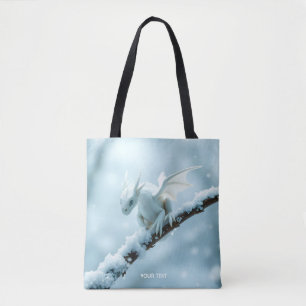 Fantasy Schattige Witte Baby Dragon Tote Bag