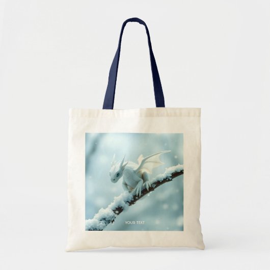 Fantasy Schattige Witte Baby Dragon Tote Bag (Voorkant)