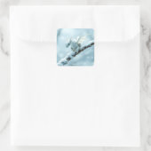 Fantasy Schattige Witte Baby Dragon Vierkante Sticker (Tas)