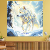 Fantasy Schattige Witte Wolf Winter Canvas Afdruk (Insitu (Woonkamer))