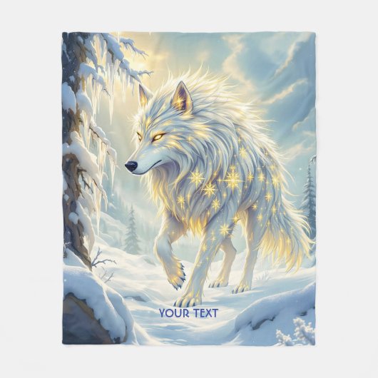 Fantasy Schattige Witte Wolf Winter Fleece Deken (Voorkant)