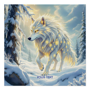Fantasy Schattige Witte Wolf Winter Perfect Poster