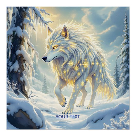 Fantasy Schattige Witte Wolf Winter Perfect Poster (Voorkant)