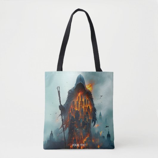 Fantasy Schattige Wizard Fire City Tote Bag (Voorkant)